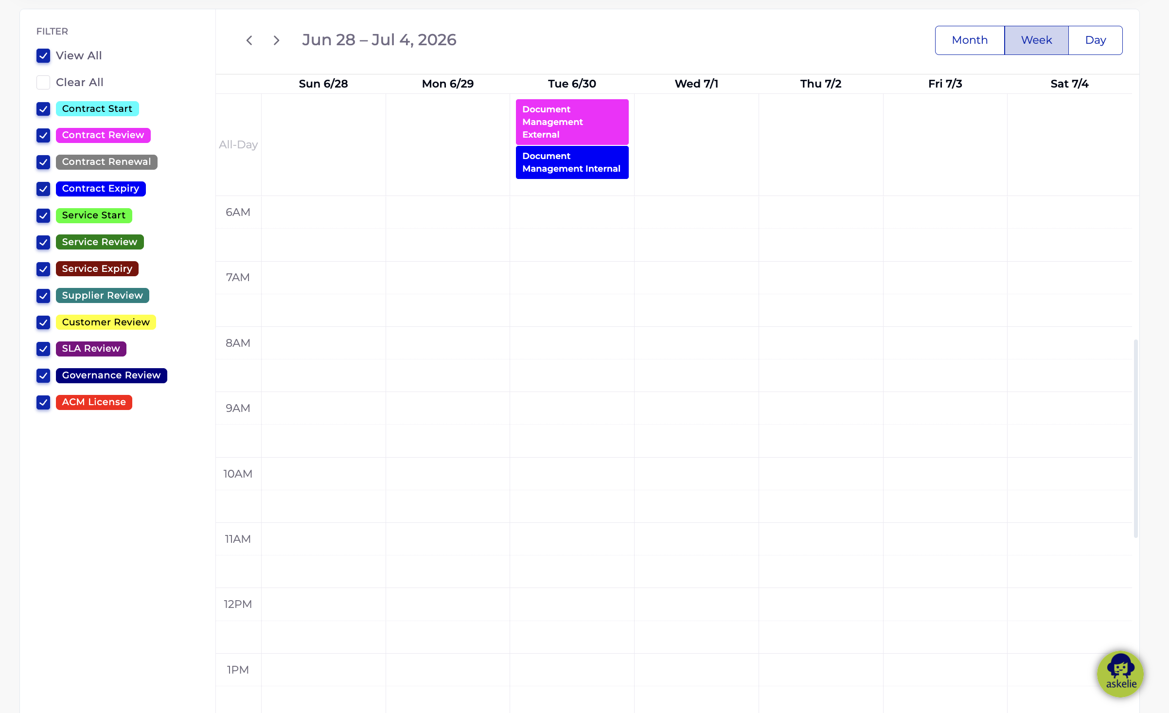 System Calendar — Week View