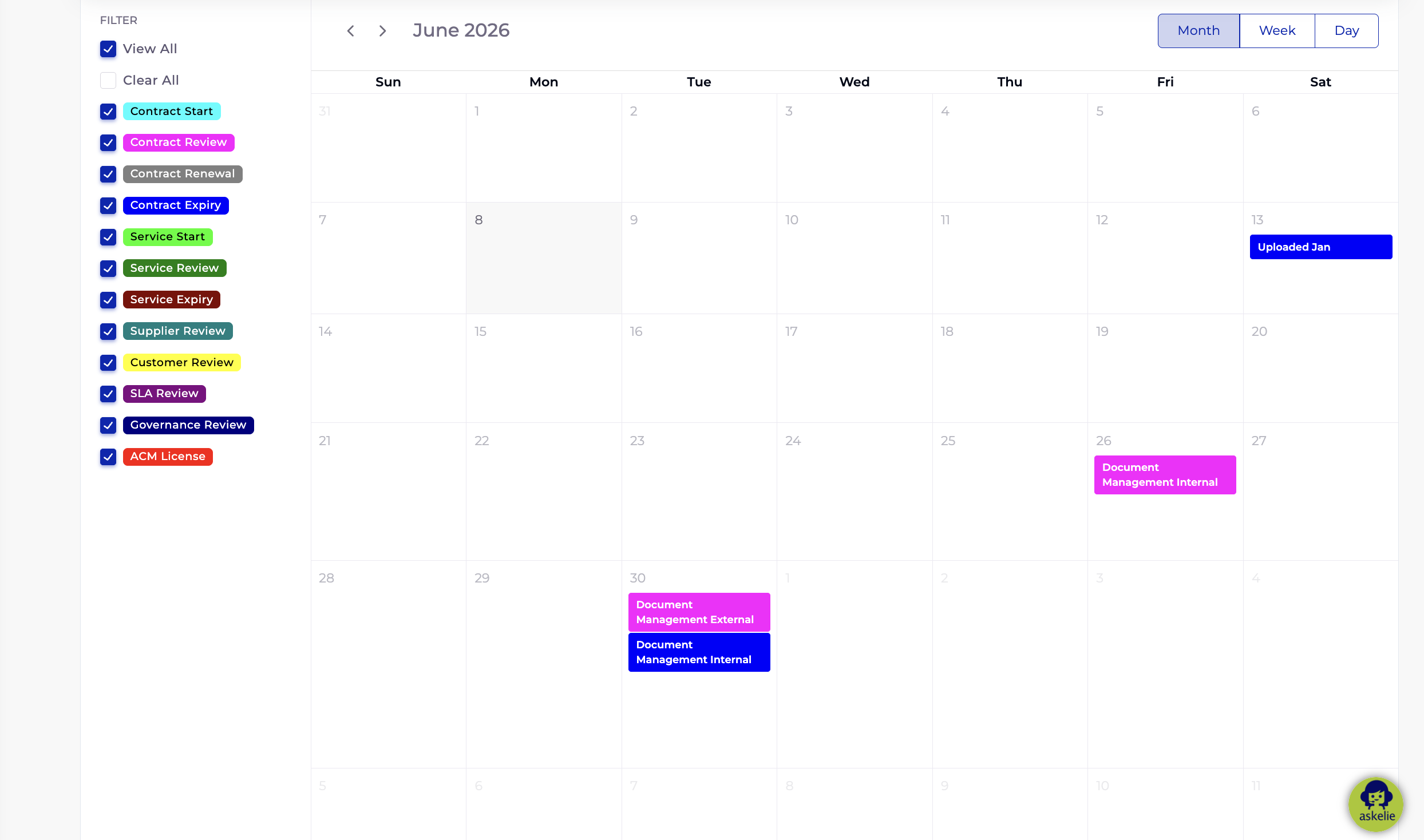 System Calendar — Month View