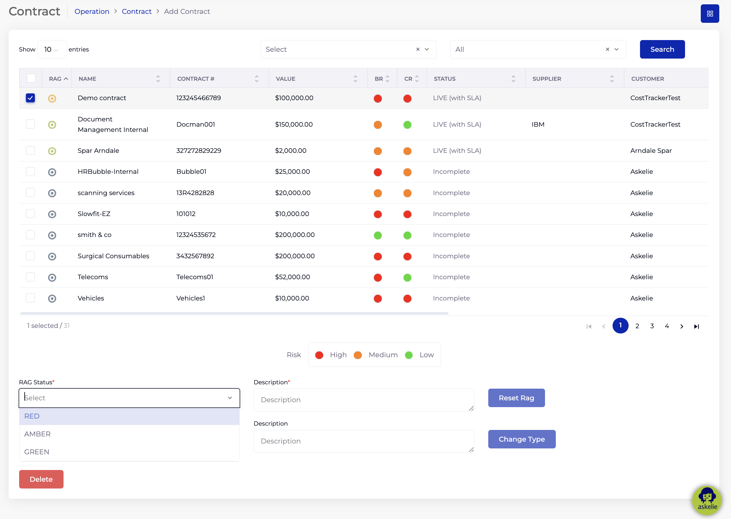 Contract Listing RAG change