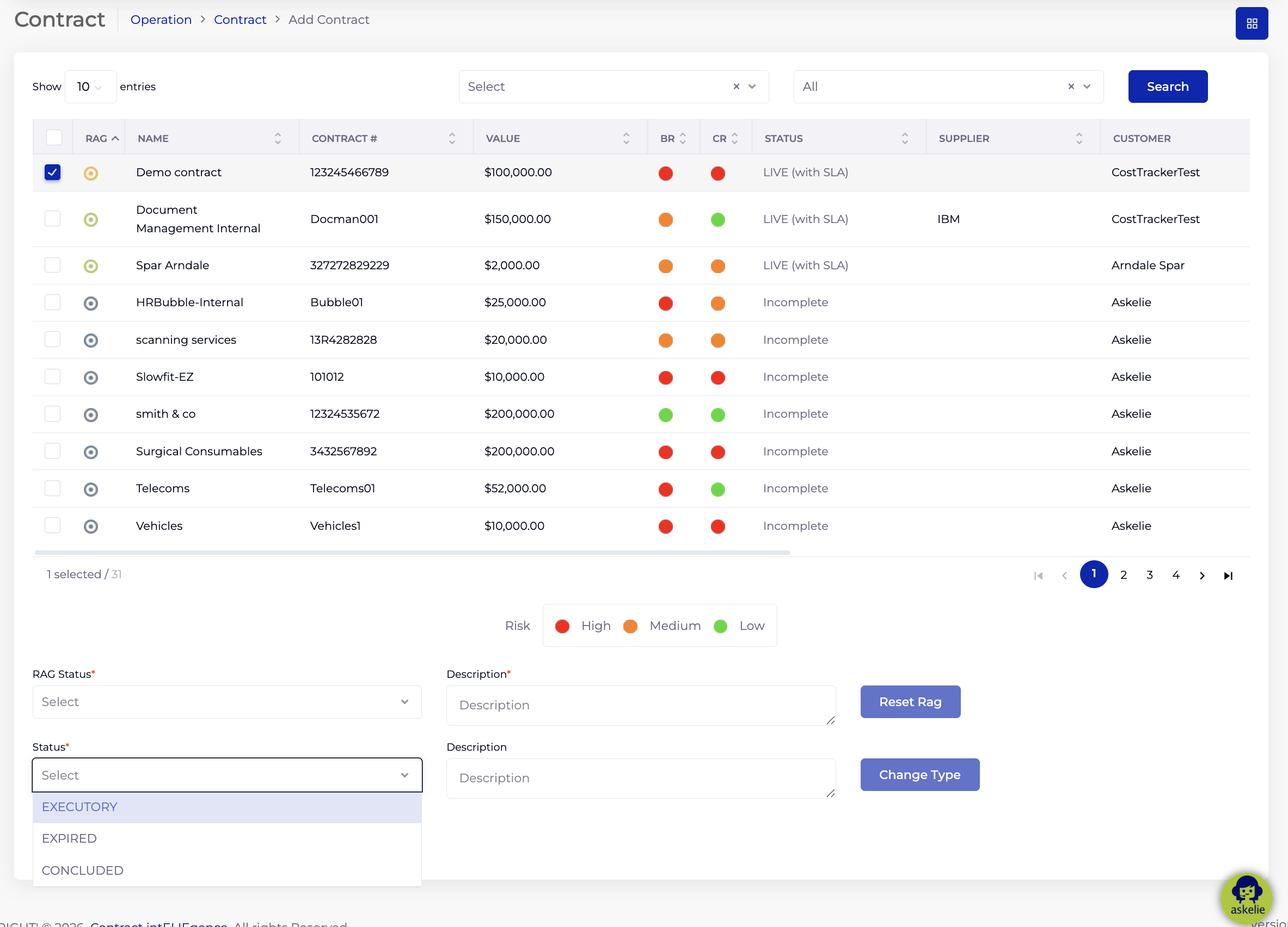Contract Listing Status Change