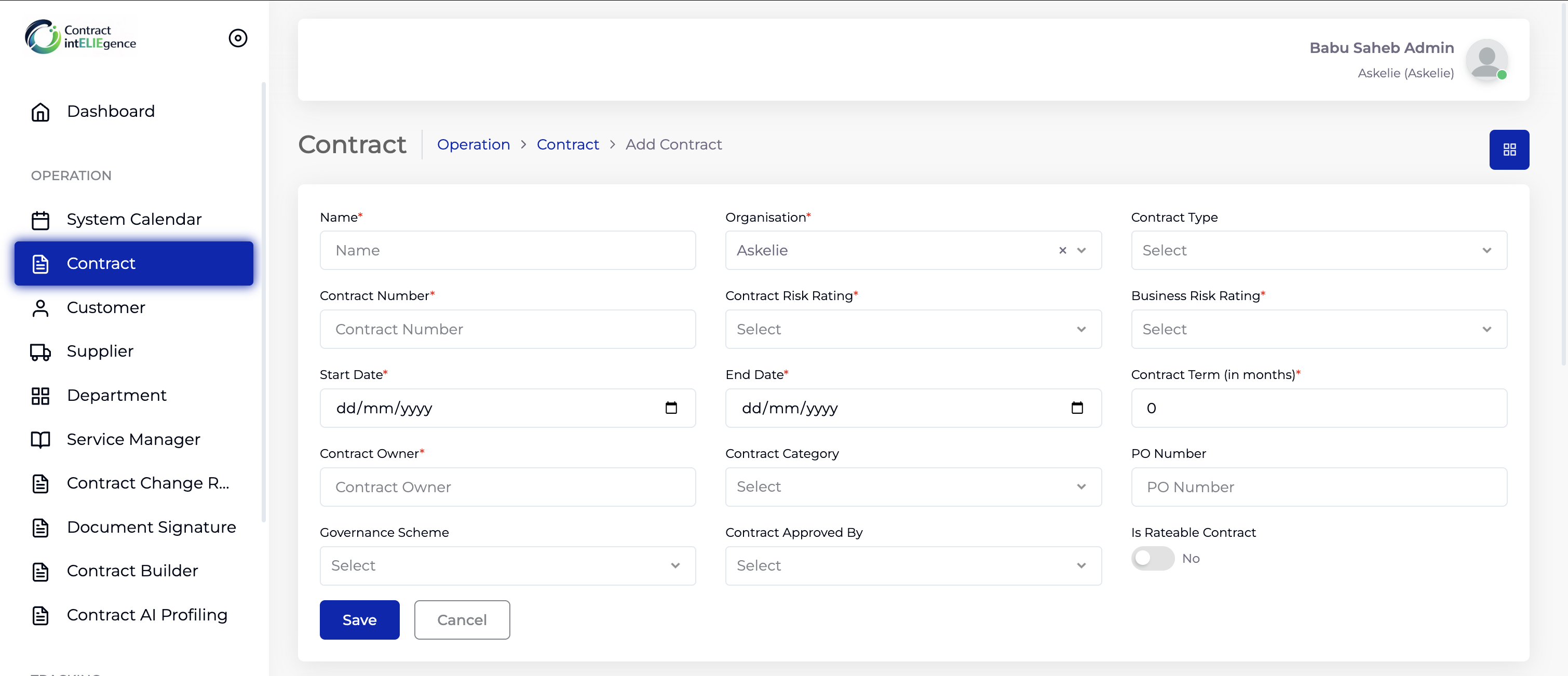 Add Contract Form