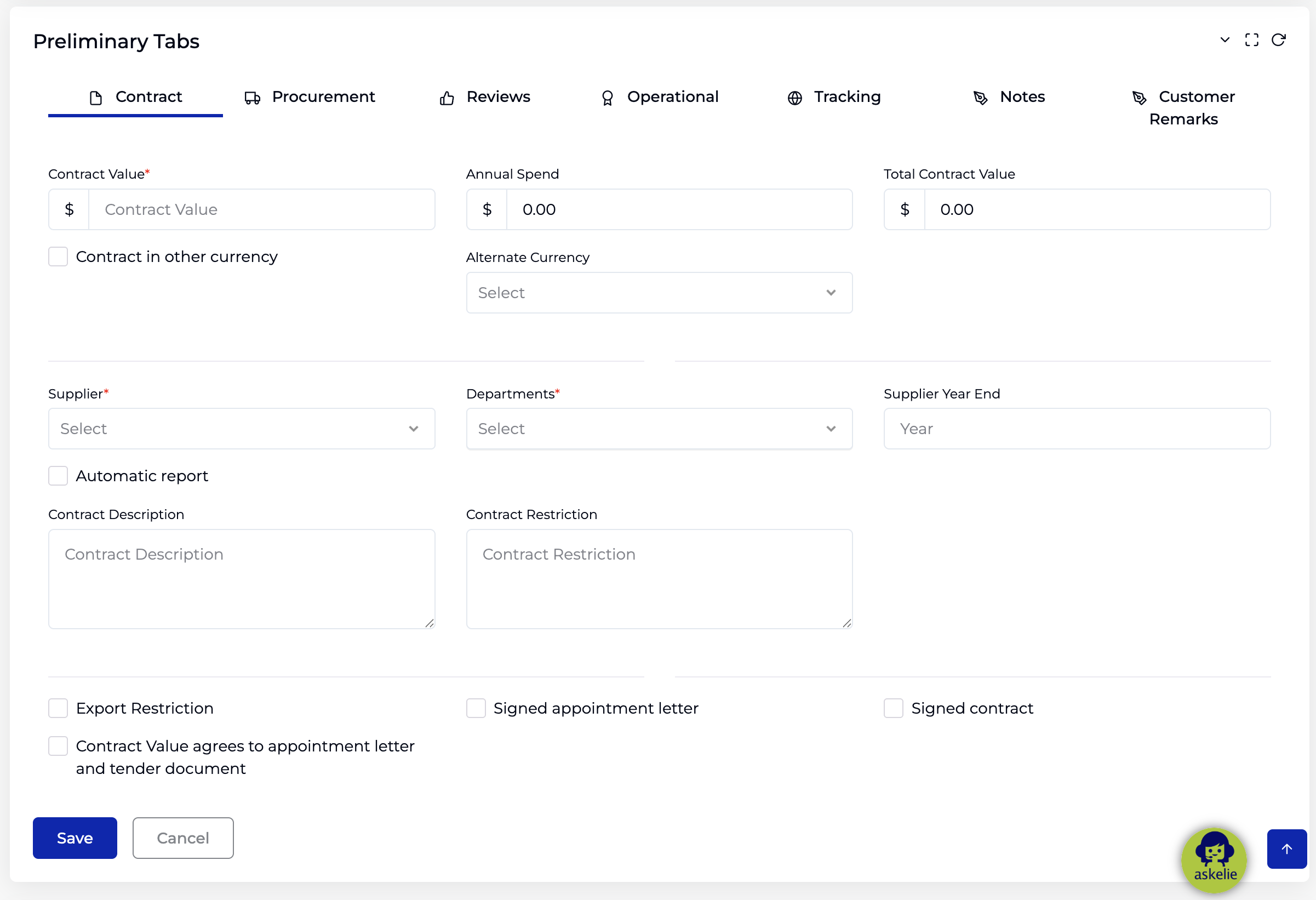 Add Contract Basic Detail