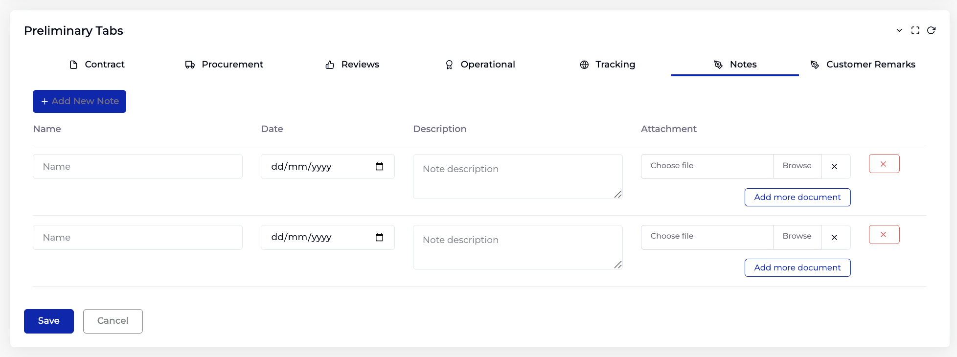Notes tab