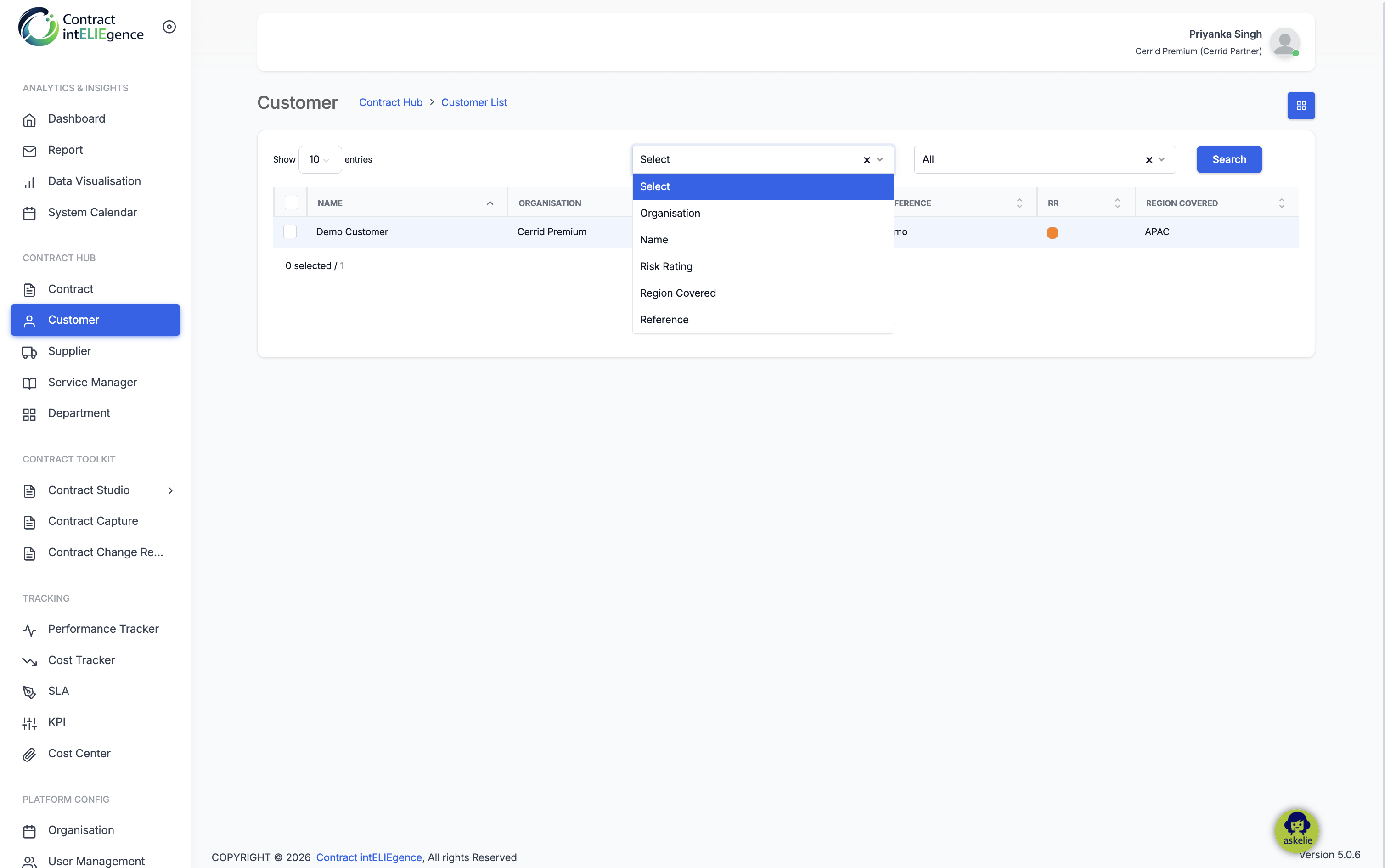 Customer Filter Option
