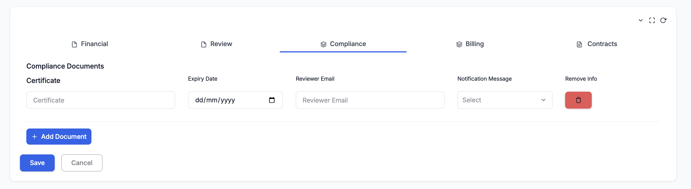 Customer Compliance Tab