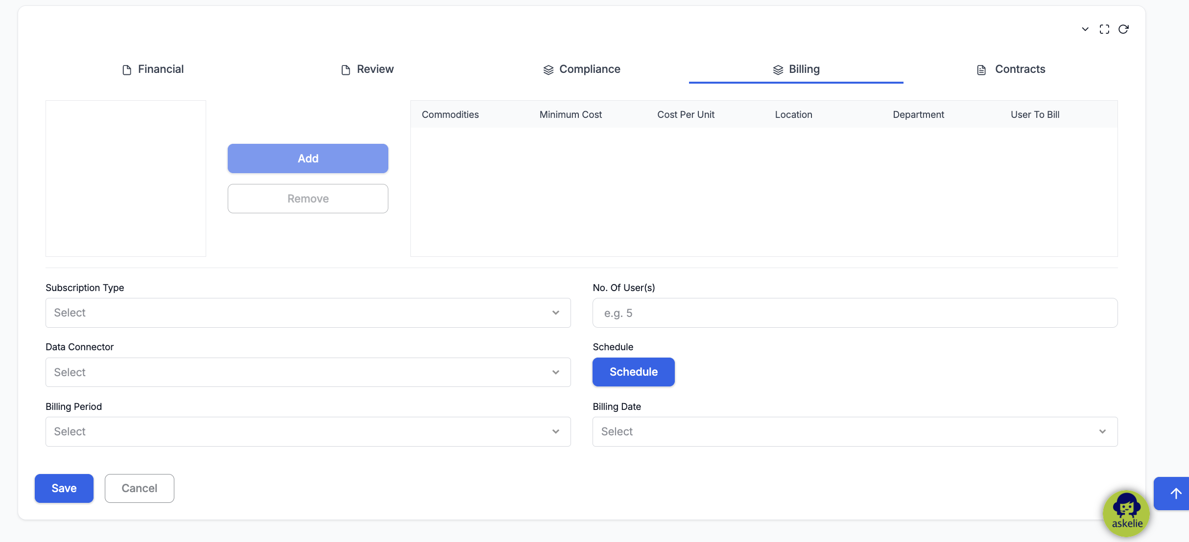 Customer Billing Tab
