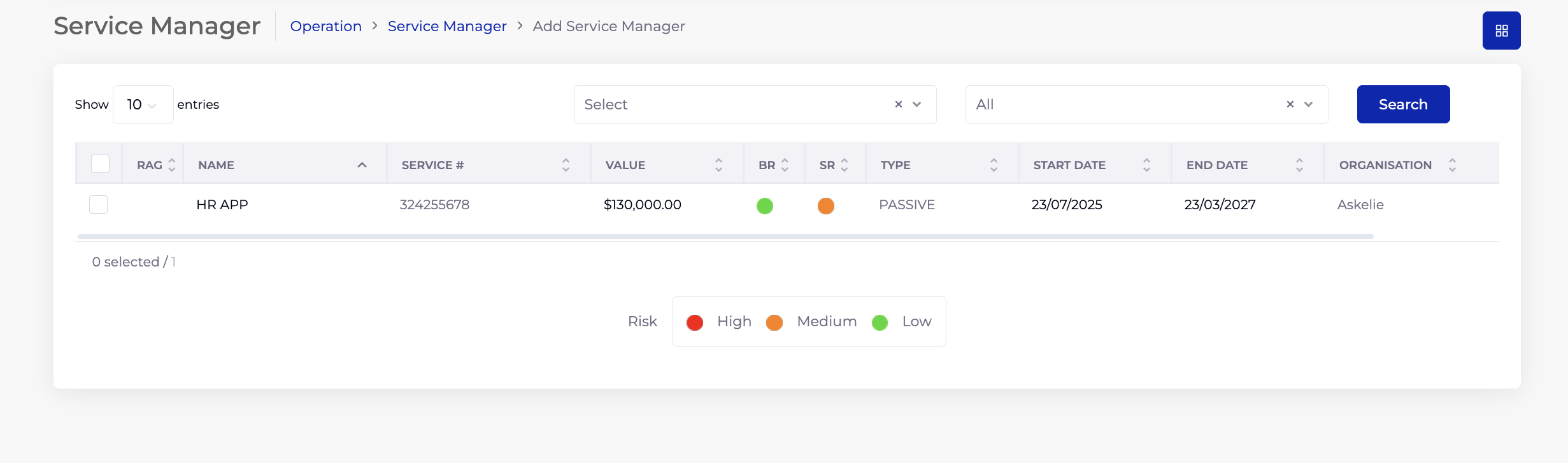 Service Manager Listing