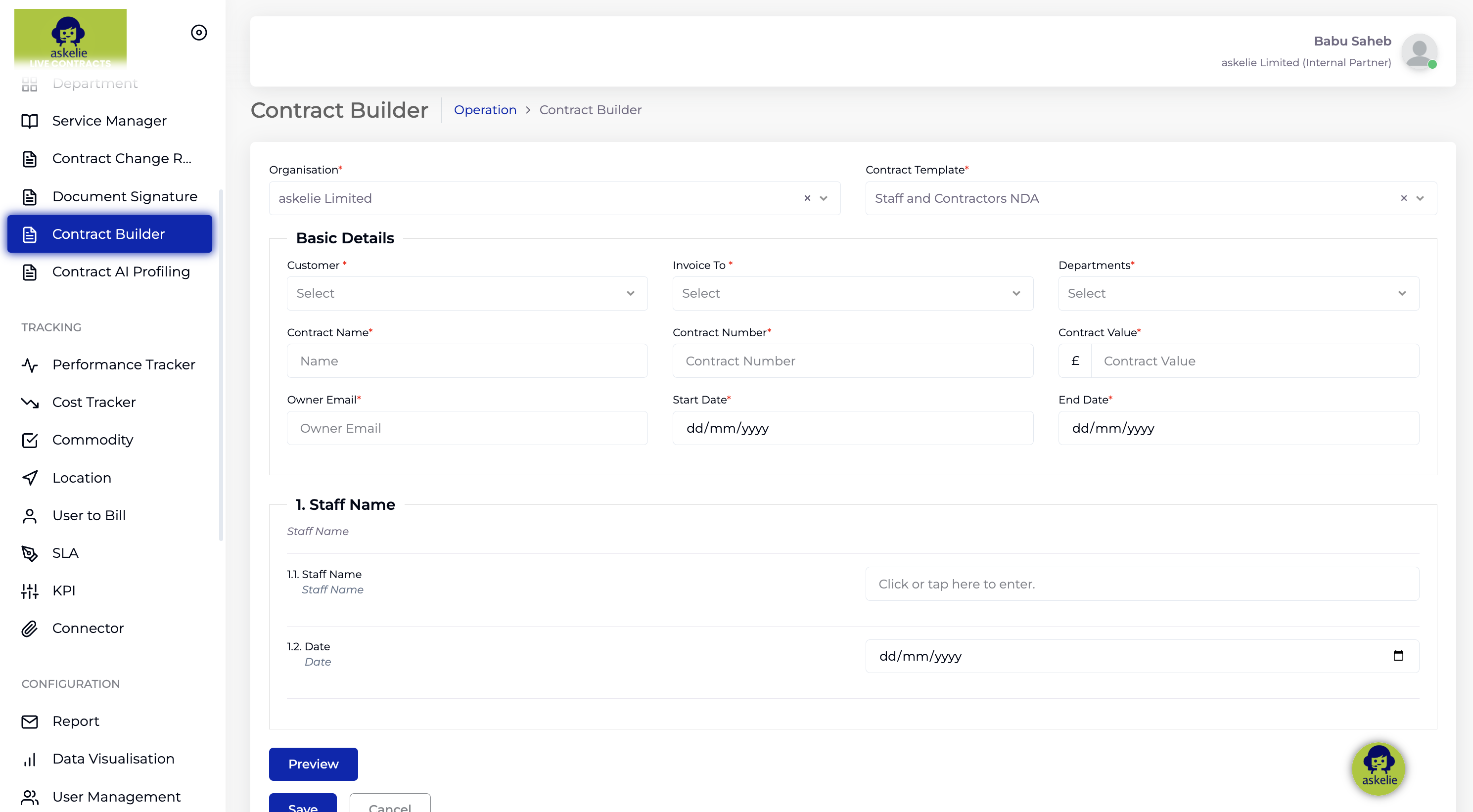 Contract Builder Form