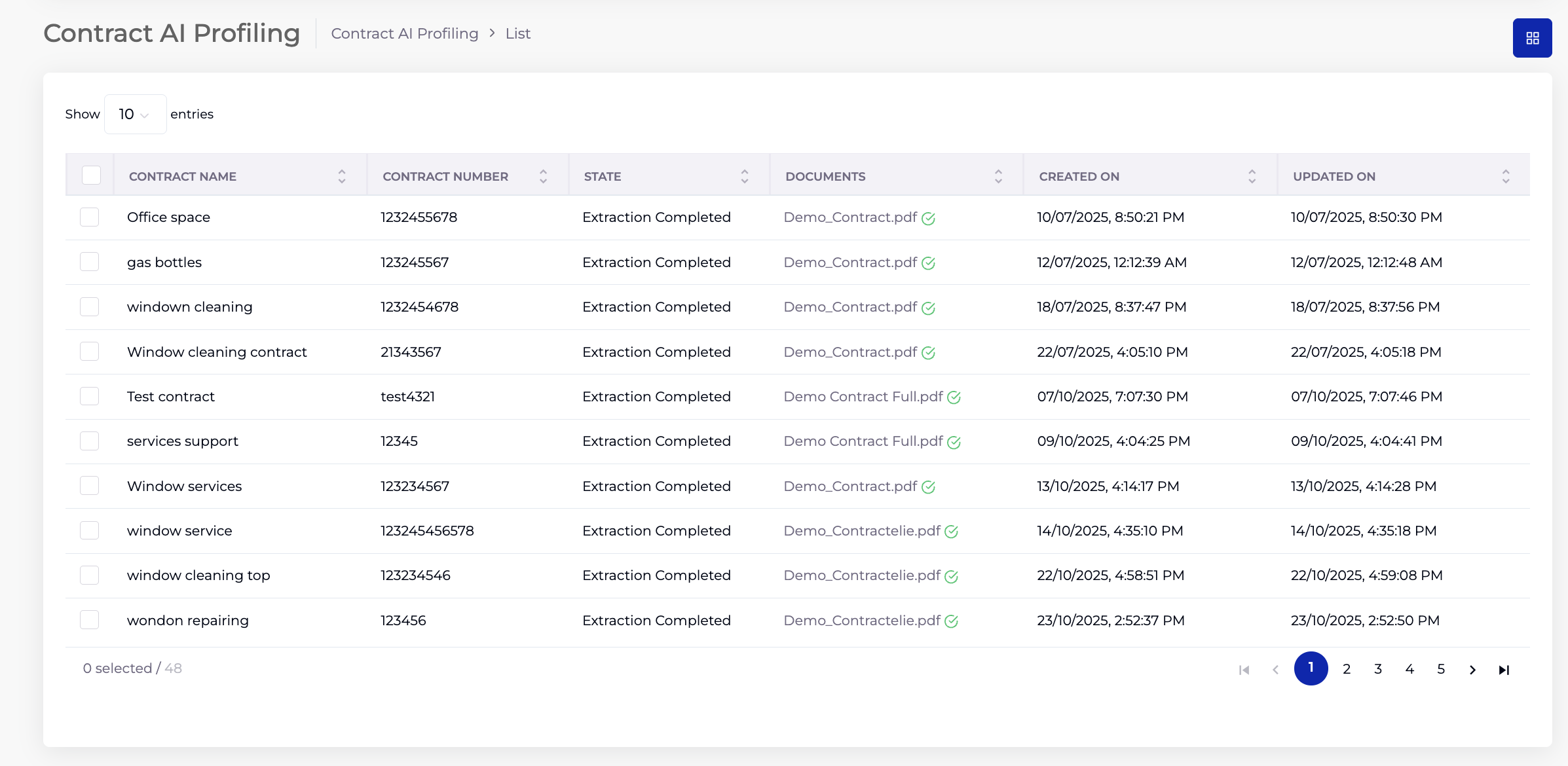 Contract AI Profiling Listing