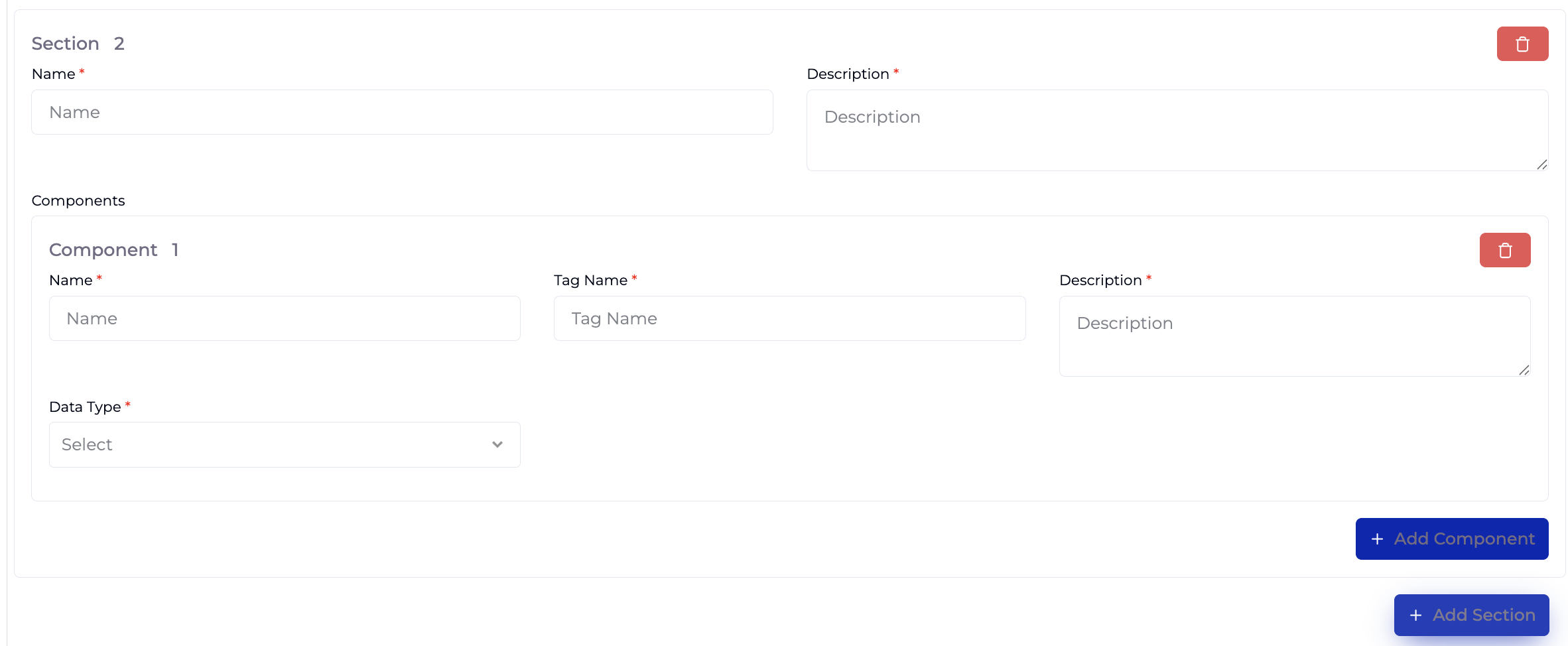 Add Section and Component