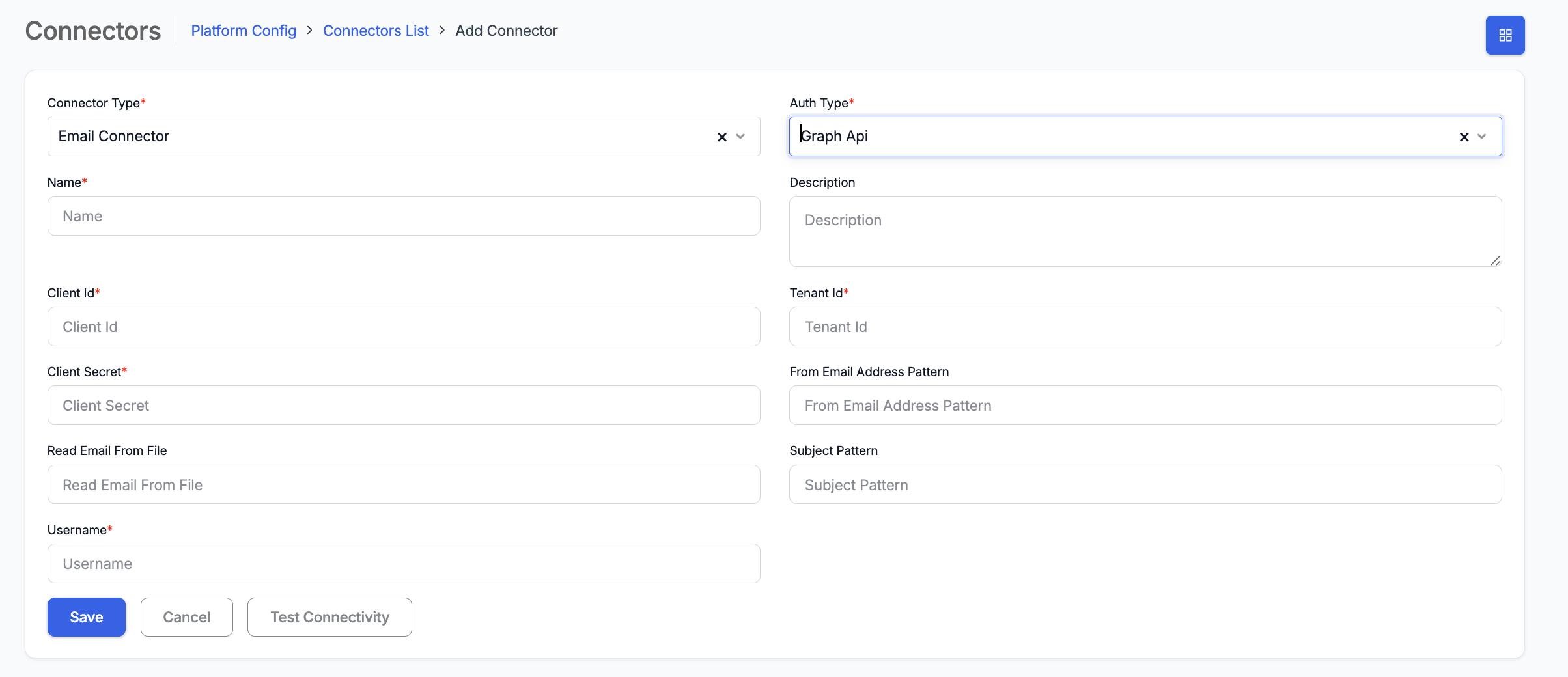 Connector-Email Connector-Authtype-oauth