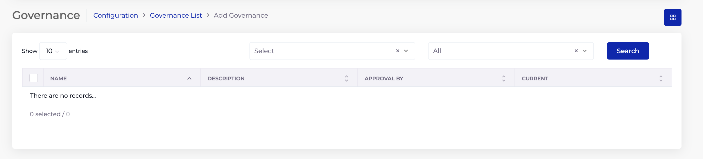 Governance listing