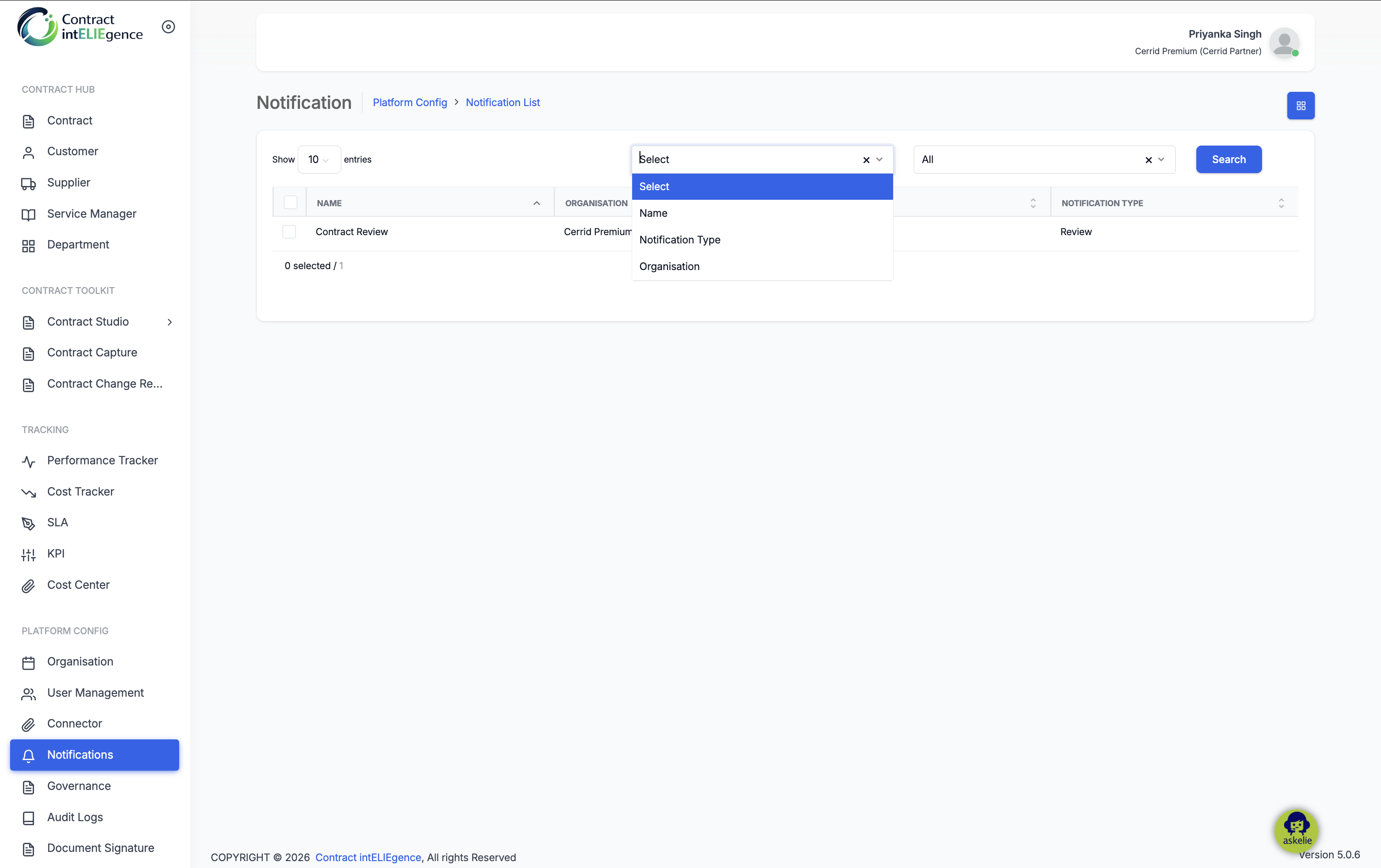 Notification Filter Option
