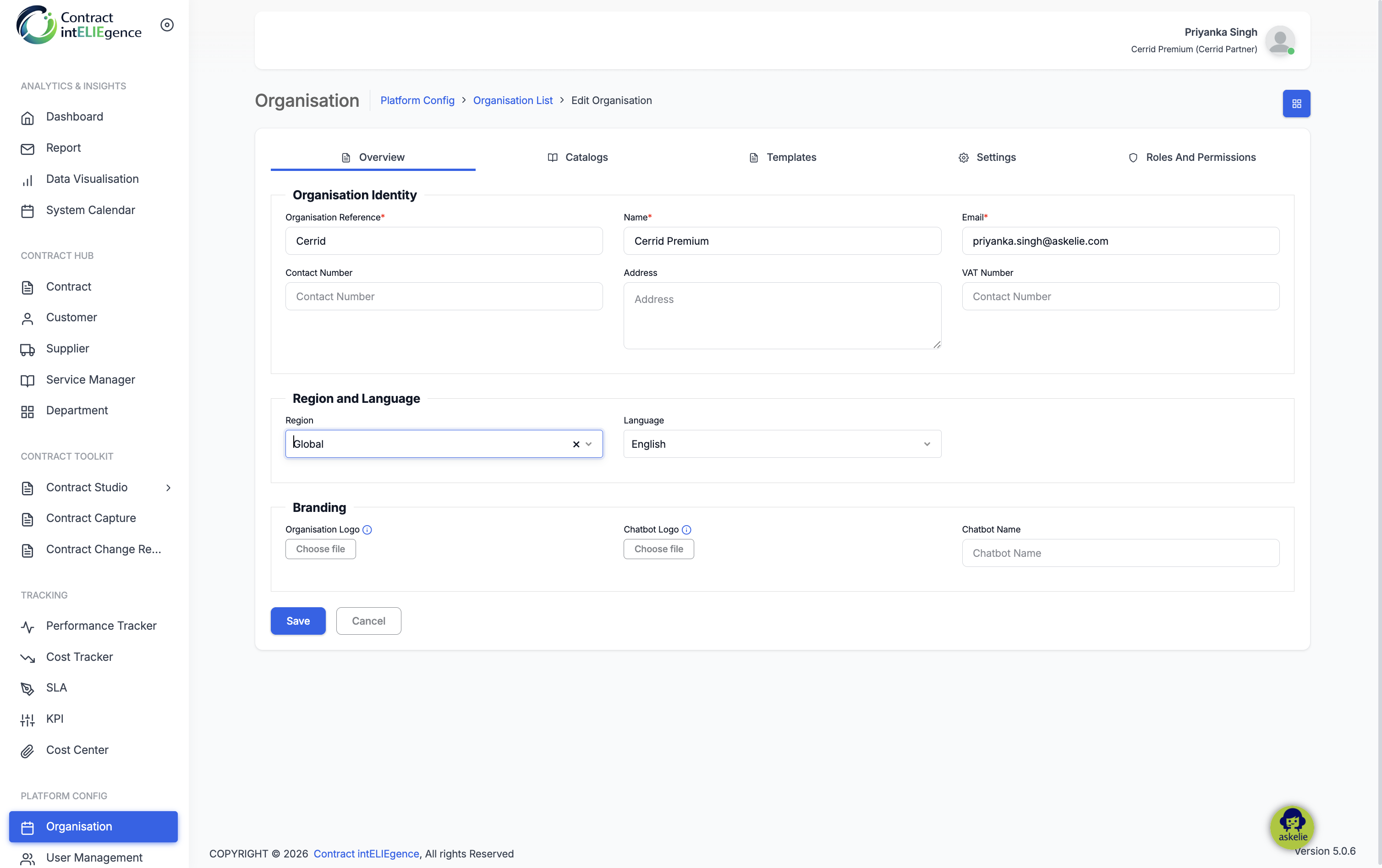 ORGANISATION overview tab
