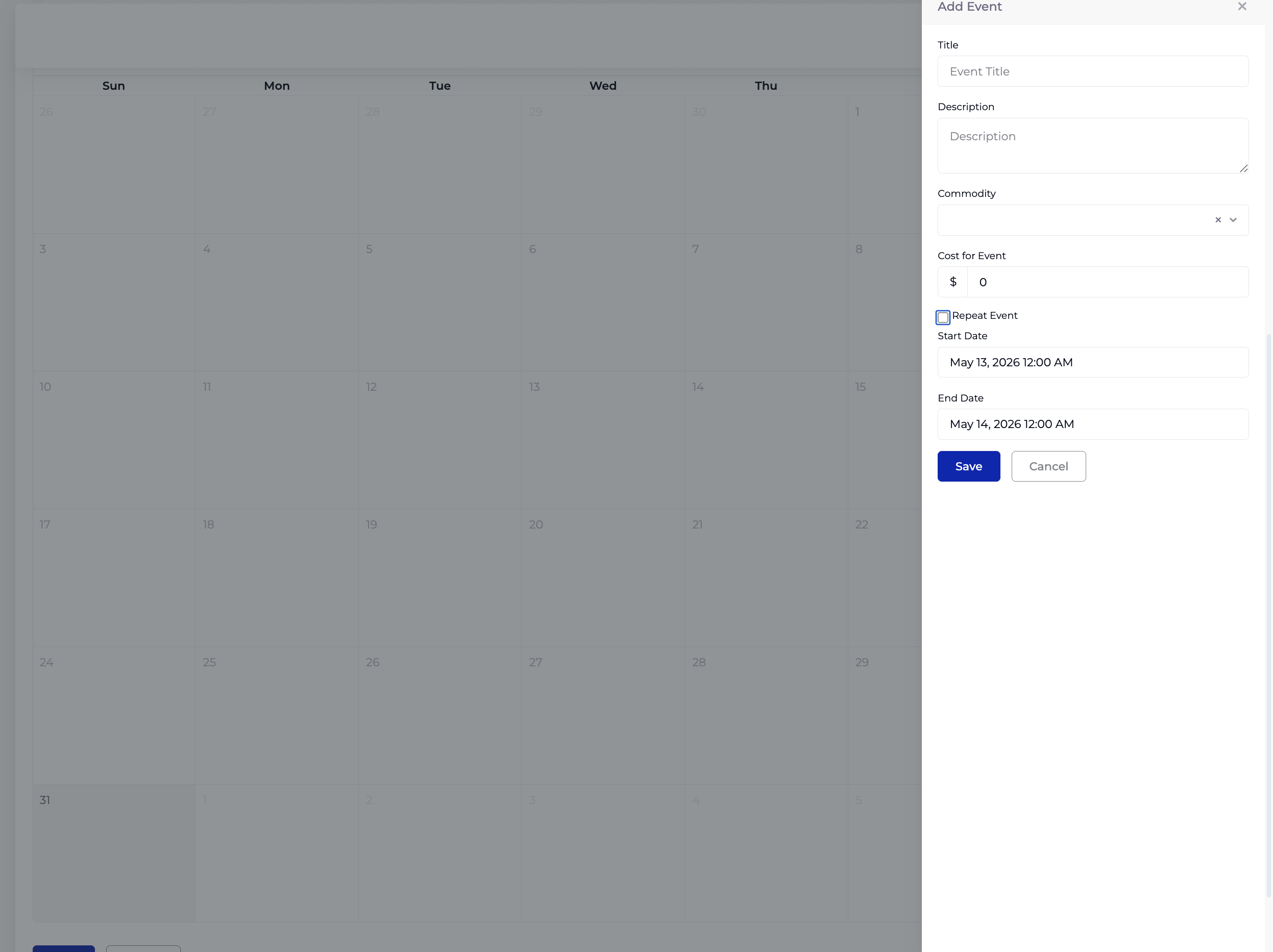 Cost Tracker On click of variable pricing check box