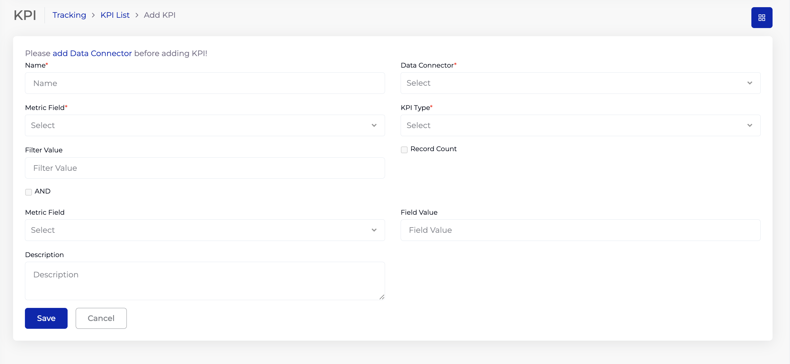 KPI Add Form